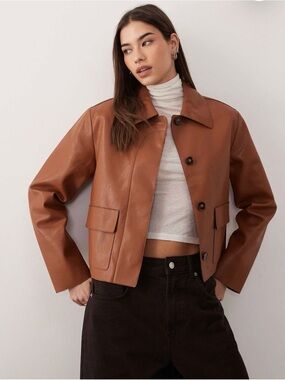 Mango Sabina faux leather jacket - medium brown